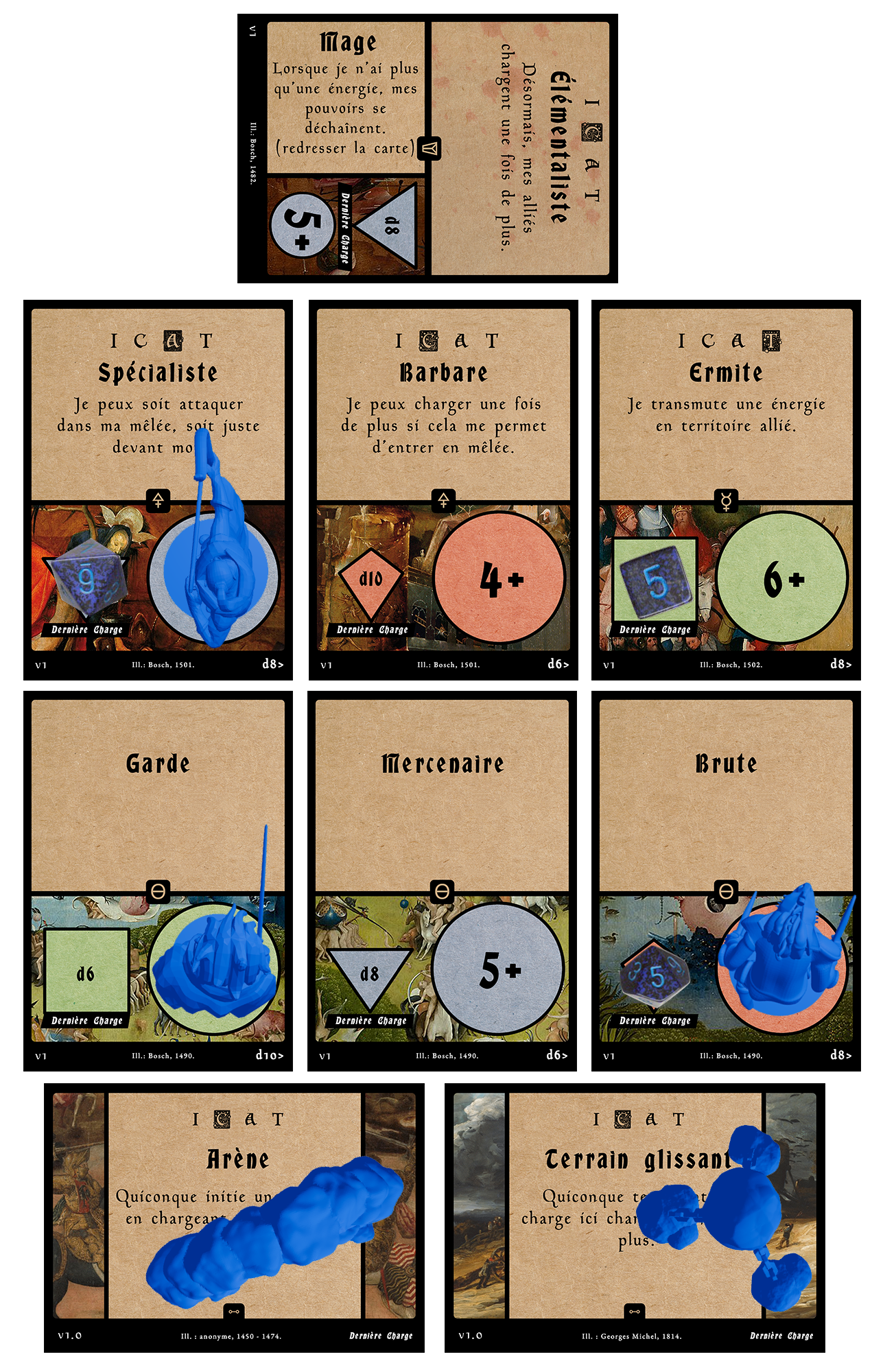 Exemple de plateau et de cartes du jeu